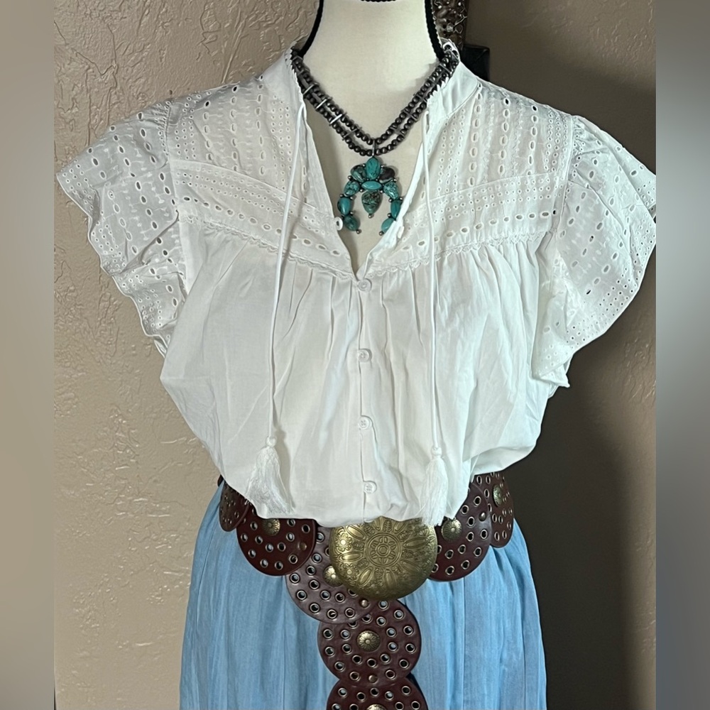 MUSE Ruffled and Yoked Western Top